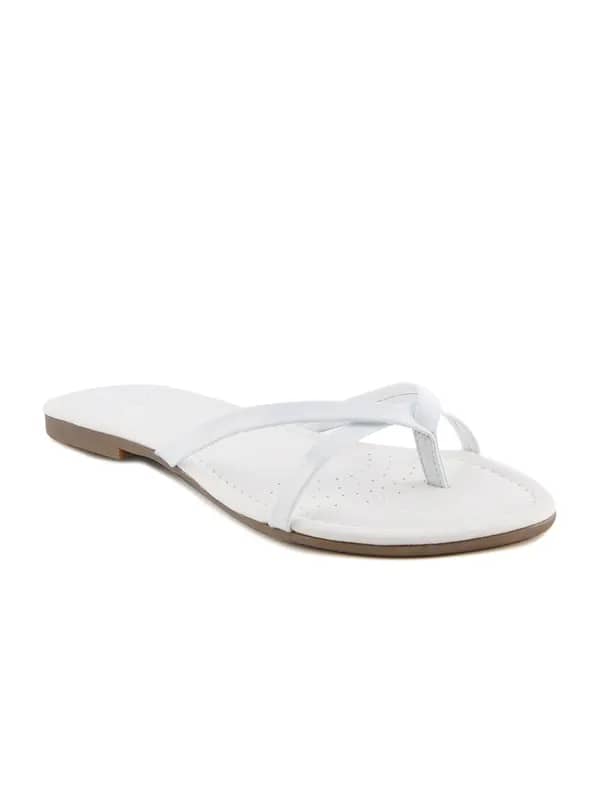 Clarks Women White Leather Flats