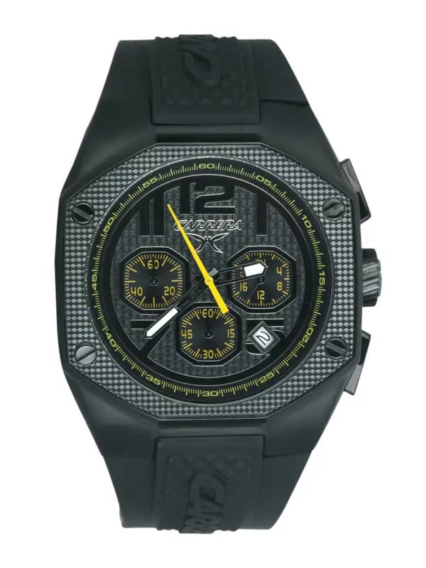 Carrera Men Round Dial PU Strap Black Watches