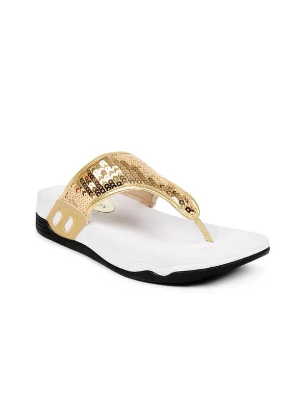 Carlton London Women Glitterati Gold Slippers