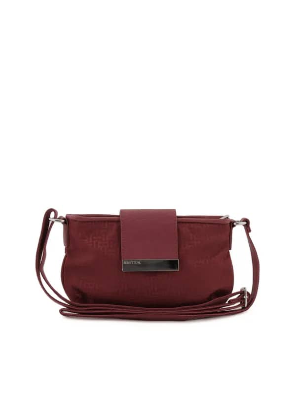 United Colors of Benetton Women Solid Maroon Handbags