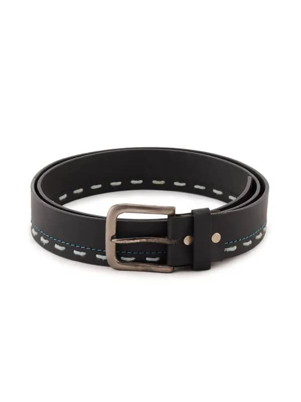 New Hide Men Solid Black Belts