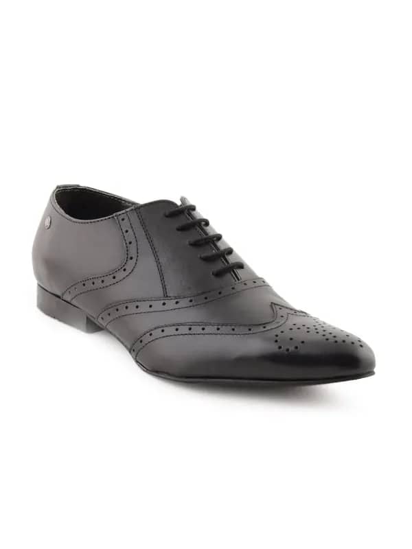 Enroute Men Leather Black Formal Shoes