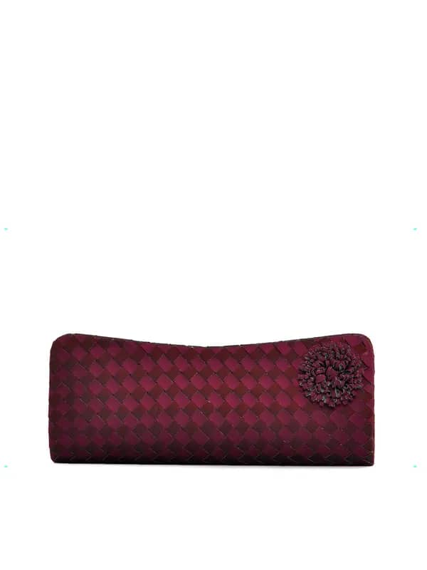 Spice Art Women Hand Woven Maroon Clutch