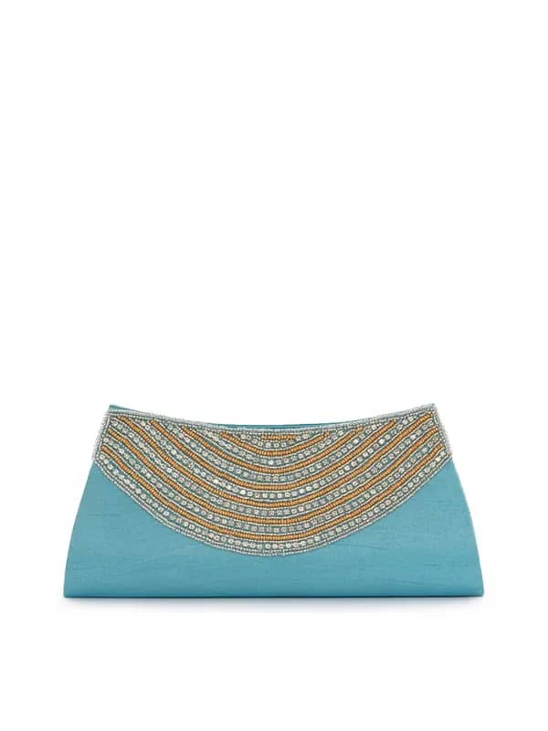 Spice Art Women Small Beads Blue Clutch
