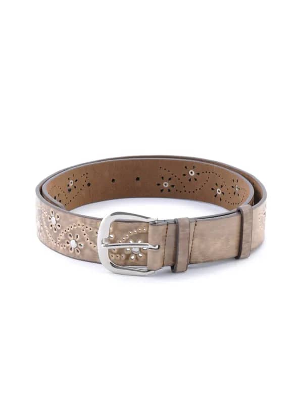 Lino Perros Women Flower Design Light Brown Belt