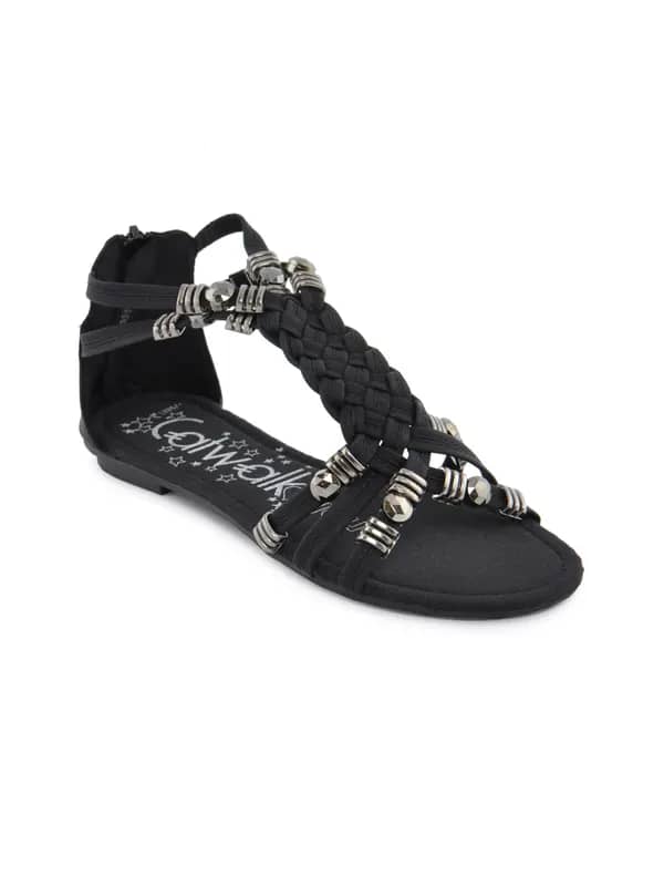 Catwalk Women Weaved Strap Black Flats