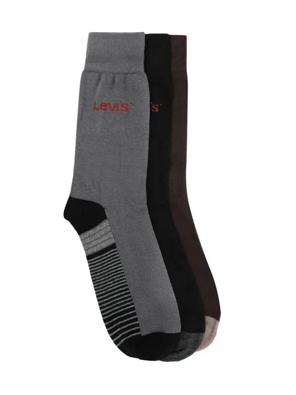 Levis Men Fader Stripes Flat Knit Crew Pack of 3 Socks
