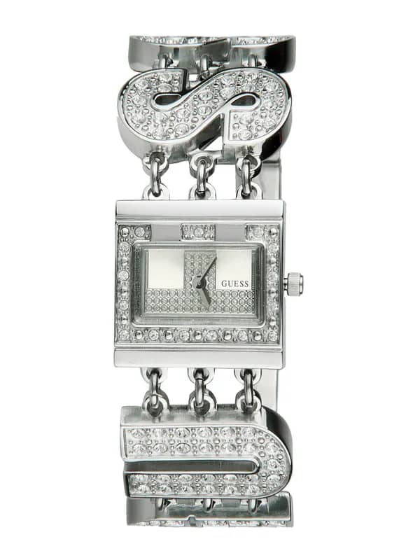 Guess Women Steel-Toned & Stone-Studded Dial Watch W10264L1