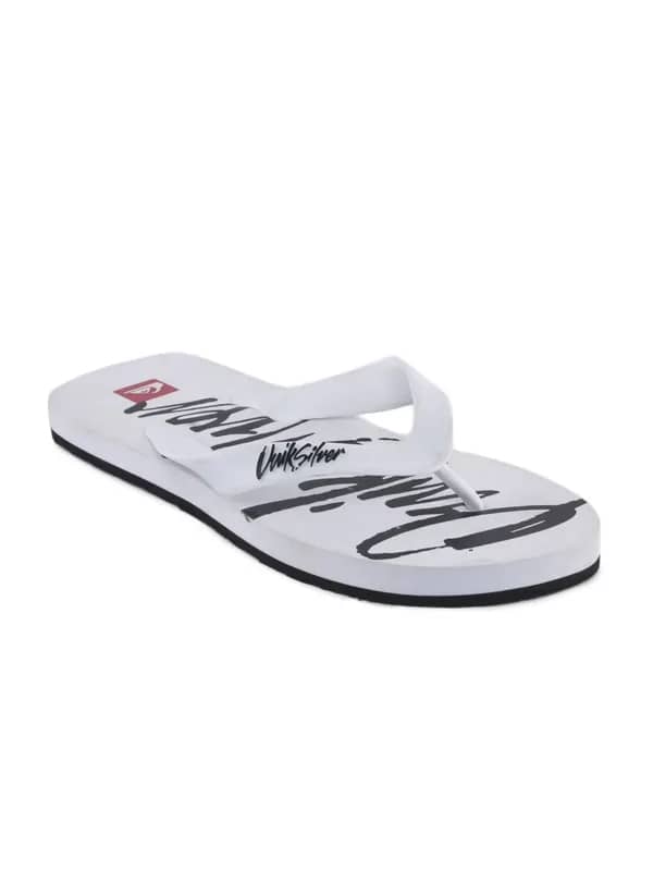Quiksilver Men White Echo Script Flip Flops