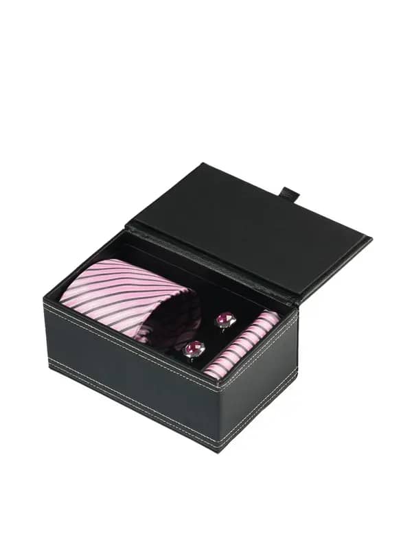 Turtle Men Formal Pink Tie, Cufflink and Pocket Square Combo Set