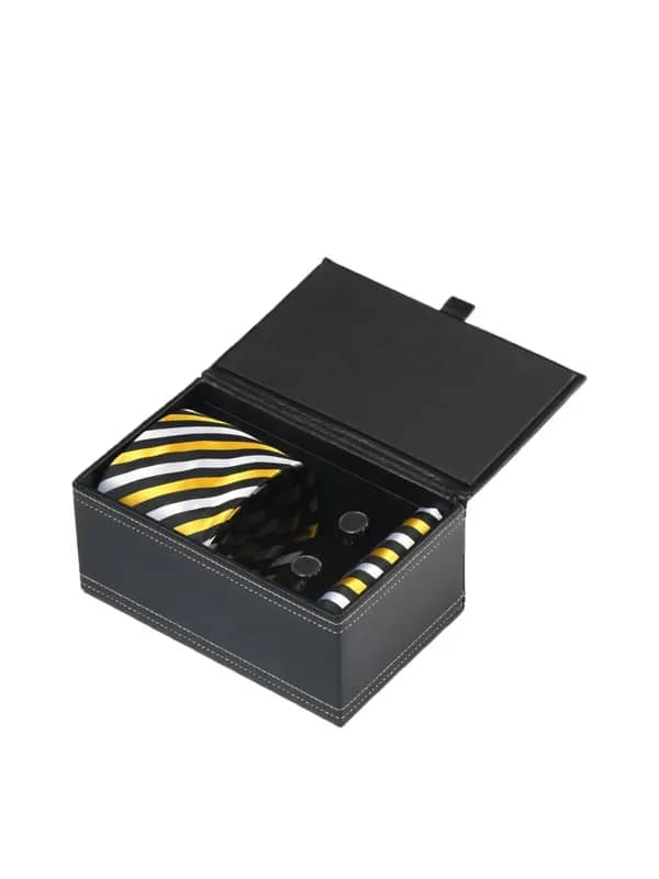 Turtle Men Formal Black Tie, Cufflink and Pocket Square Combo Set