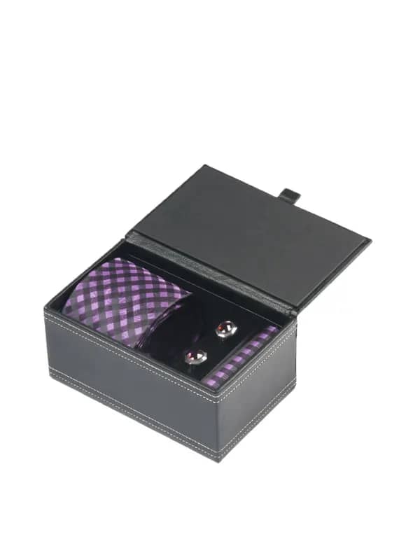 Turtle Men Formal Purple Tie, Cufflink and Pocket Square Combo Set