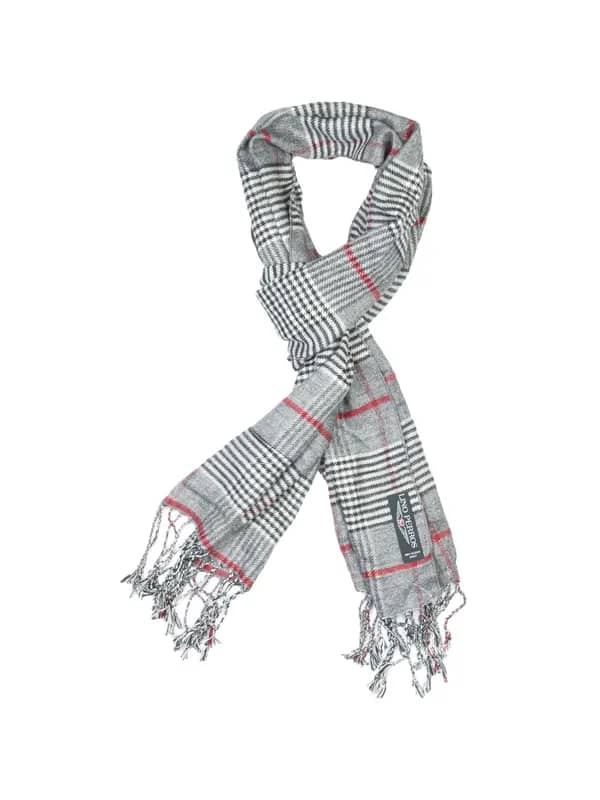 Lino Perros Men Grey Check Scarf