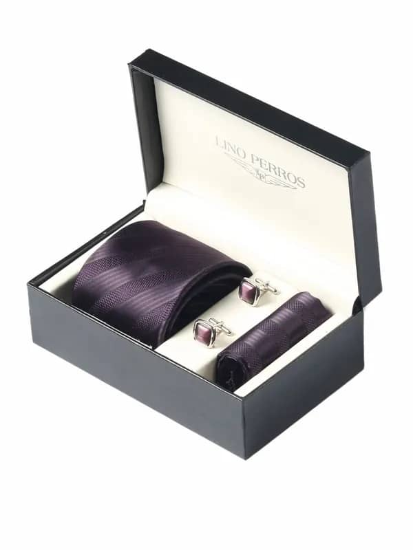 Lino Perros Men Formal Purple Accessory Gift Set