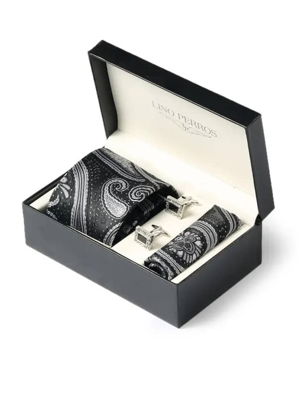Lino Perros Men Formal Black Accessory Gift Set