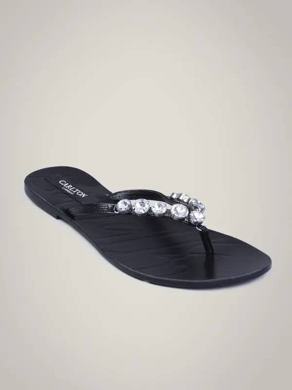 Carlton London Women Crystal Black Sandal