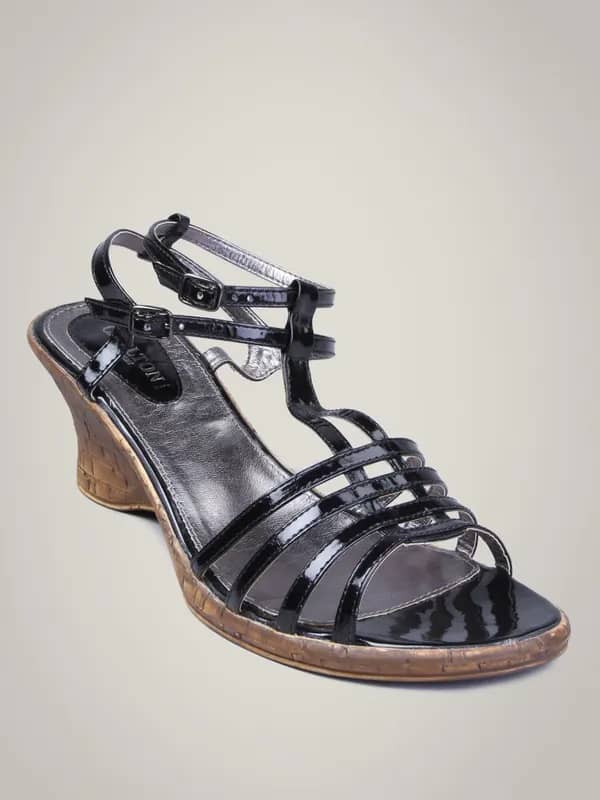 Carlton London Women Four Strapped Black Sandal
