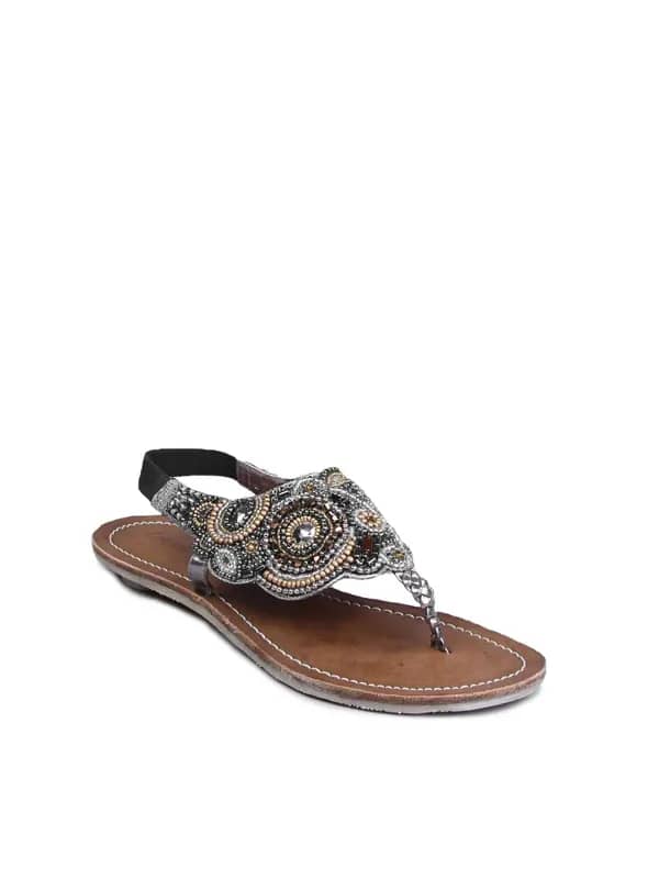 Catwalk Women Ethnic Flat Gun Metal Flats