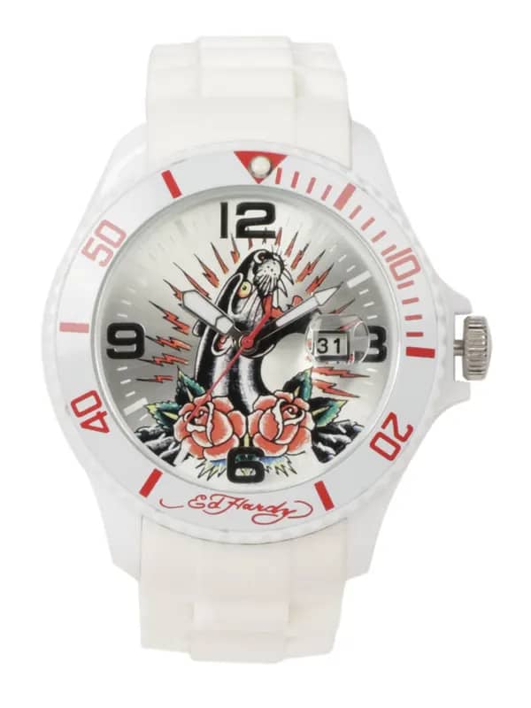 Ed Hardy Women Silver Dial Watch