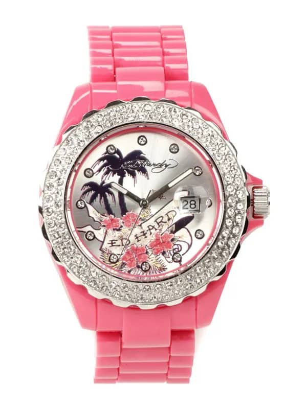 Ed Hardy Women Silver Dial Watch