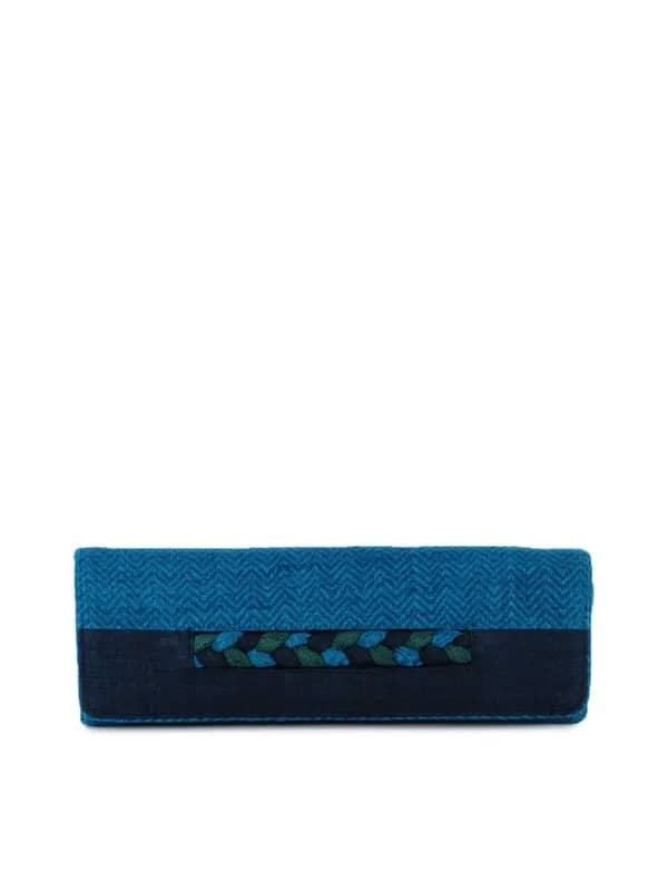 Fabindia Women Braided Blue Clutch