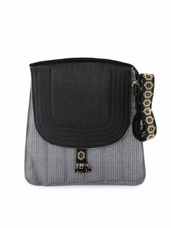 Fabindia Women Black Silk Handbag