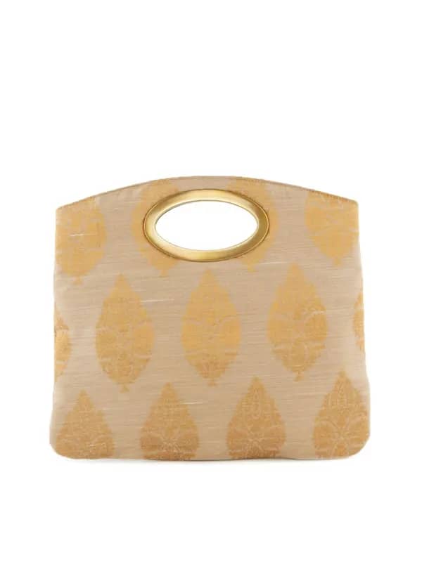Fabindia Women Beige Silk Clutch