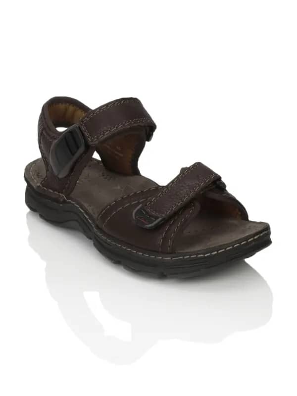 Clarks Men Atl Three Ebony Leather Brown Sandals