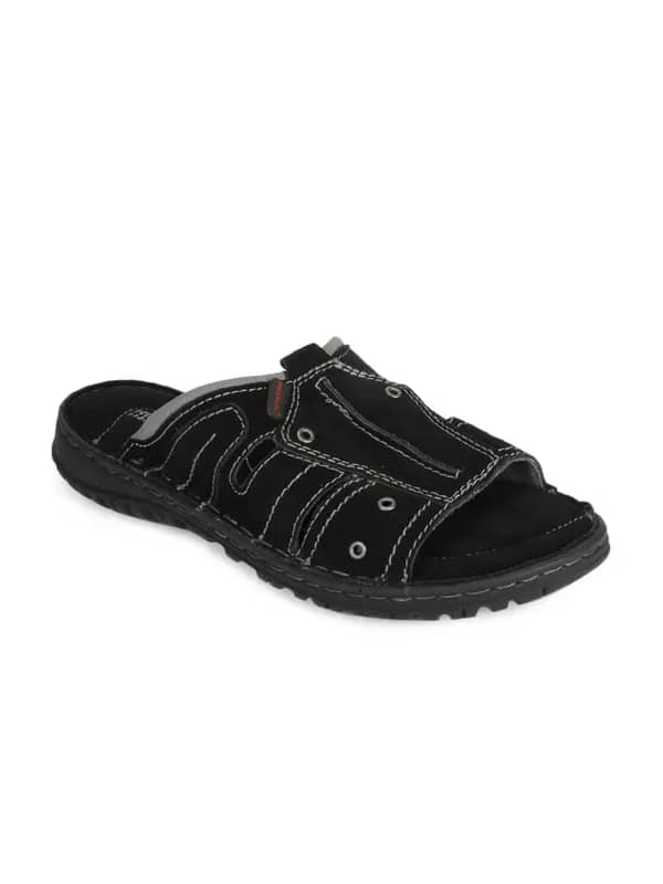 Red Tape Men Black Sandals