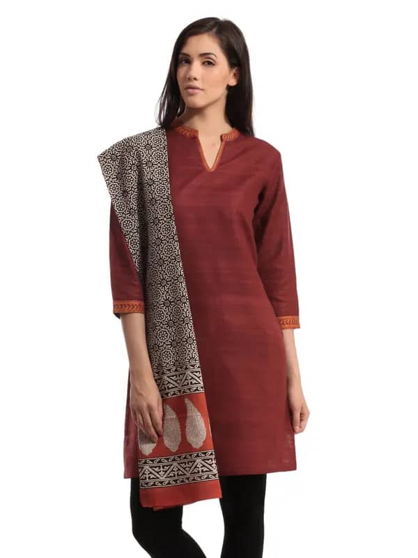 Fabindia Women Printed Black Stole