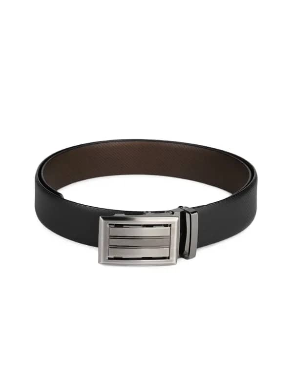 OTLS Men Black & Brown Reversible Leather Belt