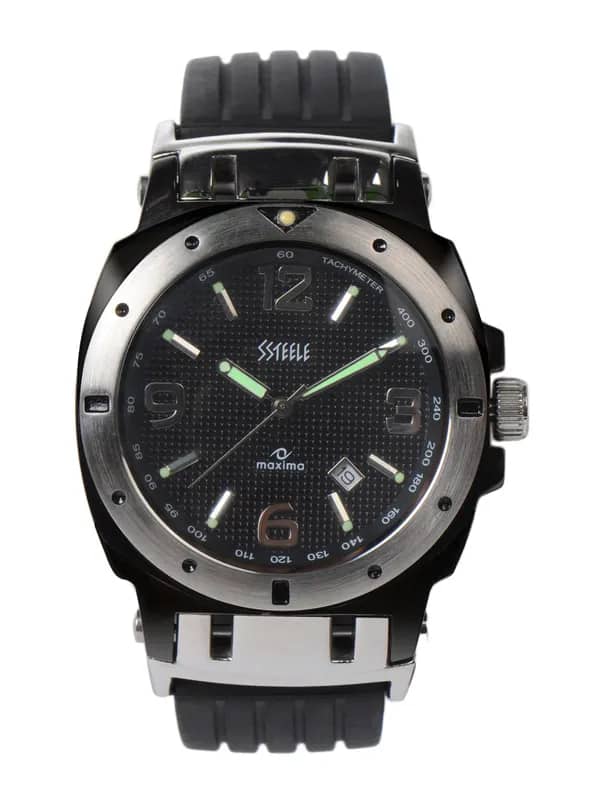 Maxima Men Black Ssteele Watch