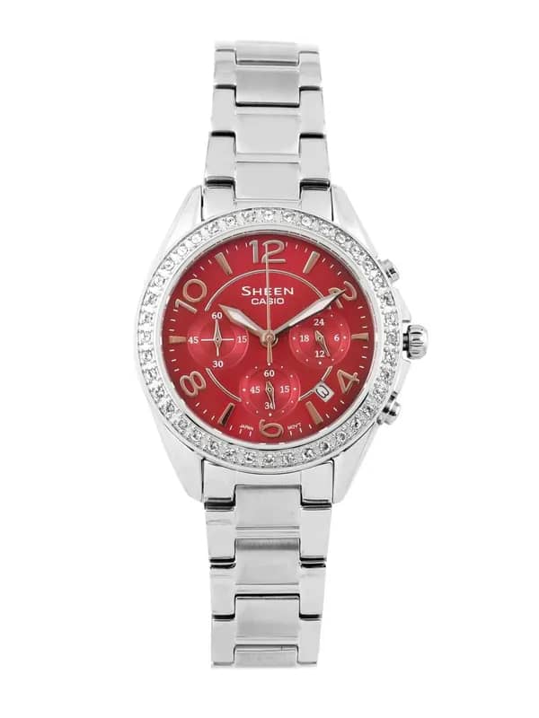 CASIO Sheen Women Red Dial Chronograph Watch SX039 SHE-5022D-4ADR