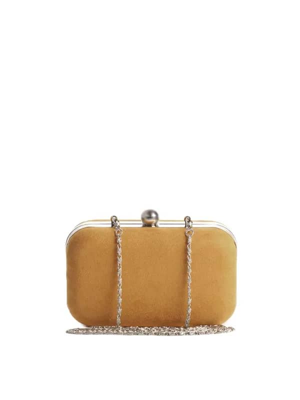 Yelloe Women Mustard Box Clutch