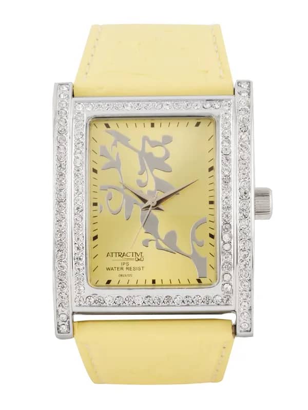 Q&Q Attractive Women Yellow Dial Watch