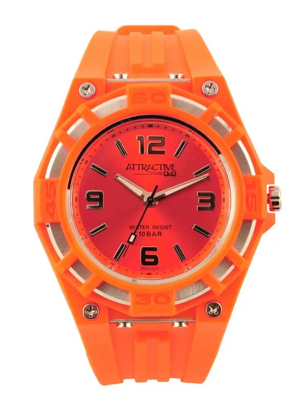 Q&Q Attractive Men Orange Dial Watch