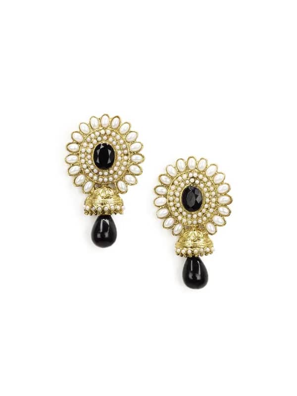 Royal Diadem Black Earrings