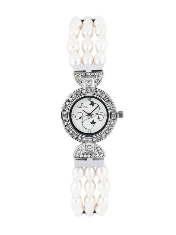 Maxima Women White Pearl Watch