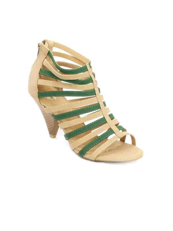 Cobblerz Women Beige & Green Sandals
