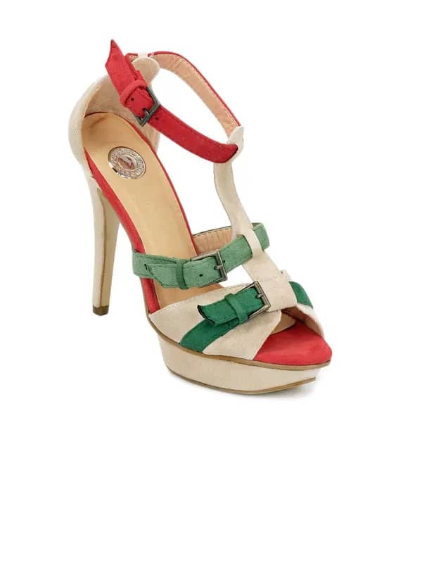 Cobblerz Women Beige & Green Sandals