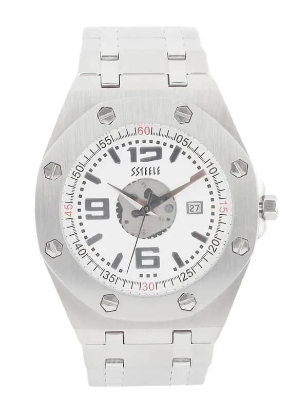 Maxima Ssteele Men White Dial Watch