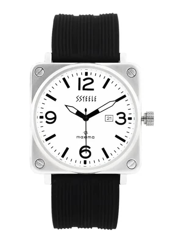 Maxima Ssteele Men White Dial Watch