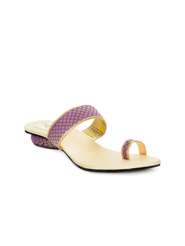 Portia Women Purple & Gold-Toned Sandals