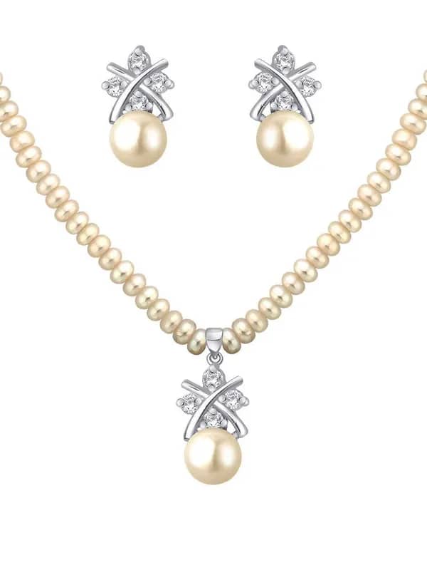 Miki Pearl Women Ivory Jewellery Set