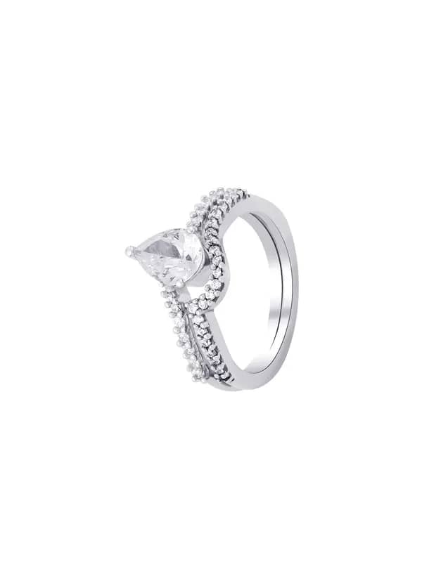 Lucera Women Set of Two Silver Ring