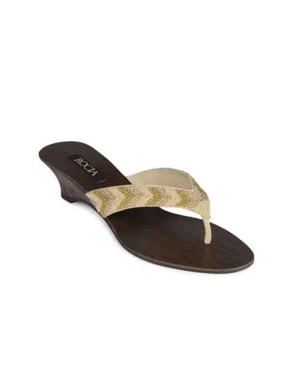 Rocia Women Gold Toned & Beige Heels