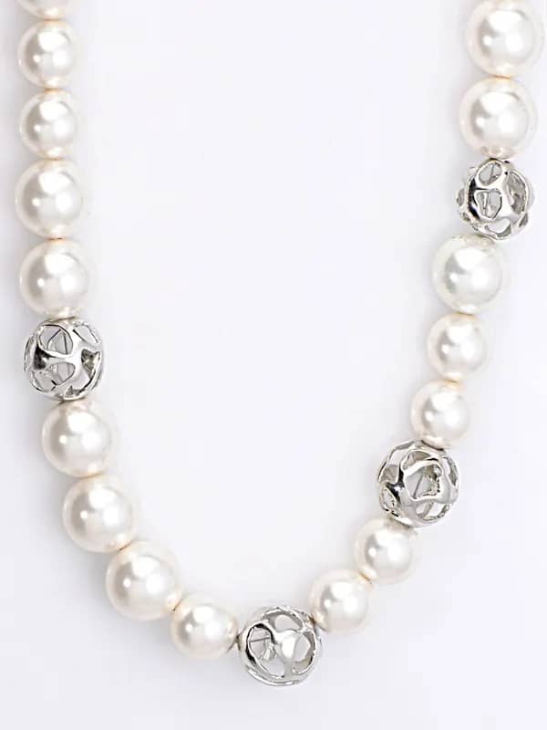 Lencia White Swarovski Pearl Necklace