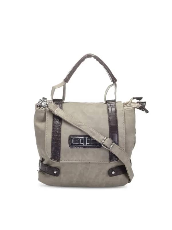 Kiara Women Grey & Brown Handbag