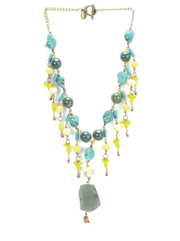 Ivory Tag Women Charming Turquiose and Yellow Necklace