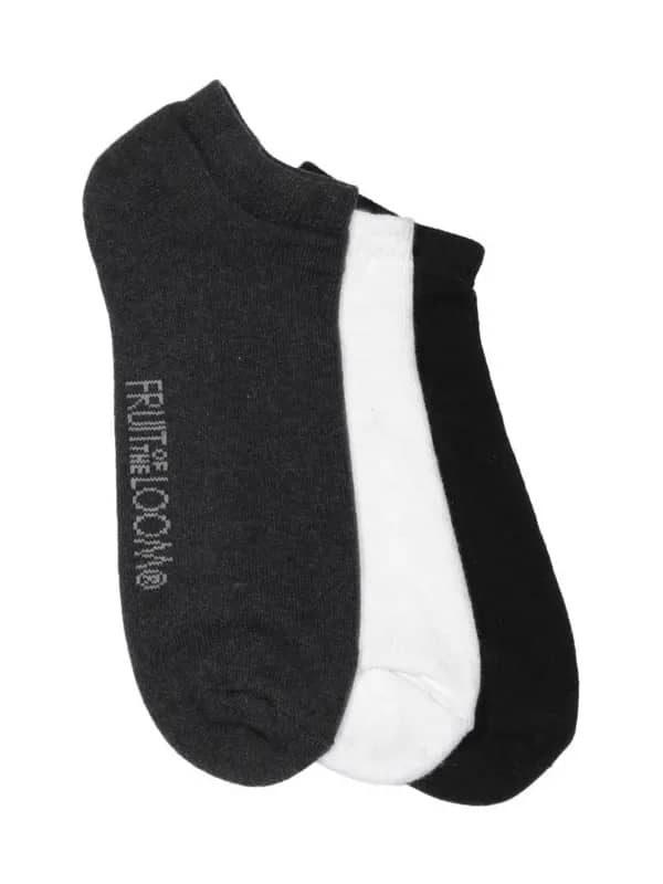 Fruit of the Loom Men Black and White Pack of Three Socks